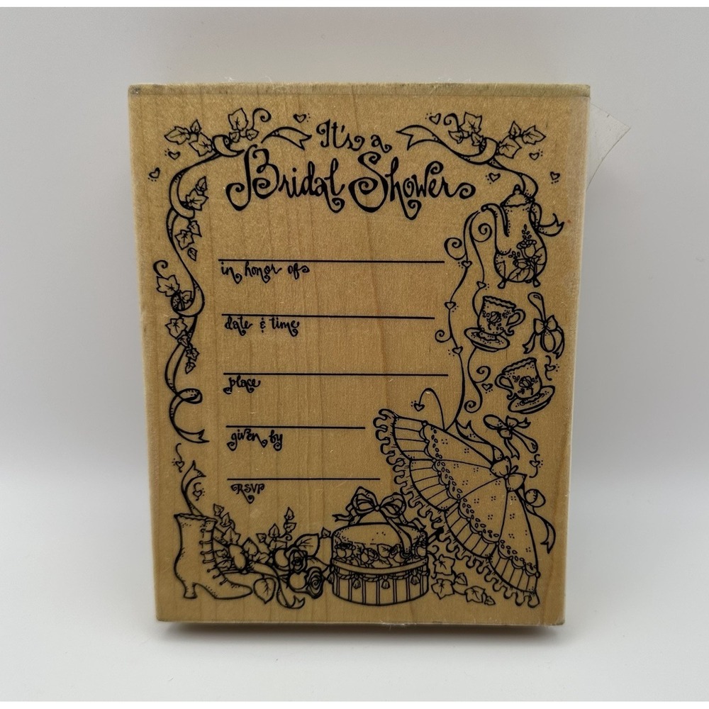 Embossing Arts Bridal Shower Invitation 398-JJ Wood Mount Rubber Stamp Vintage